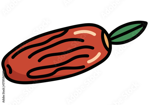 Illustrative red chili pepper with green leaf in a vibrant style for culinary use