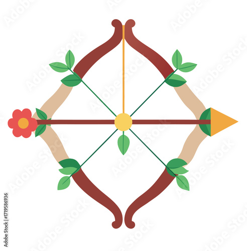 Crossbow adorned with a delicate floral wreath