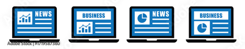Digital business news icon. Laptop news page icon, vector illustration