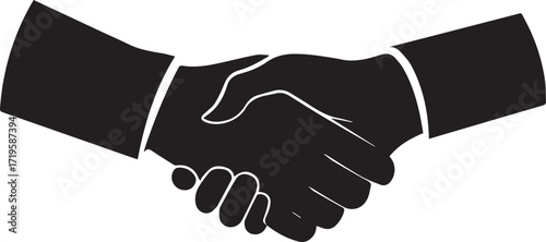 Handshake agreement business partnership cooperation black and white silhouette vector illustration