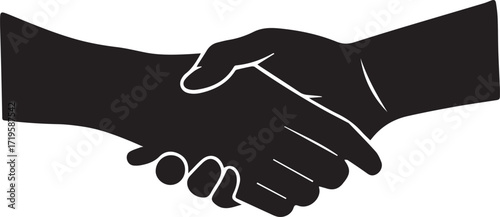 Handshake agreement business partnership cooperation black and white silhouette vector illustration