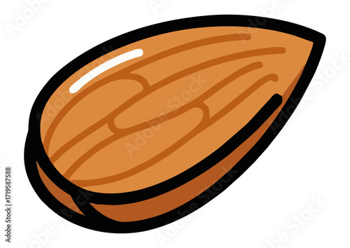 Cute cartoon acorn character illustration with a happy face and green leaf