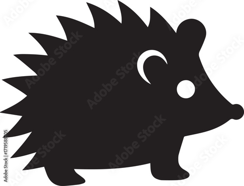 Hedgehog animal black and white silhouette vector illustration