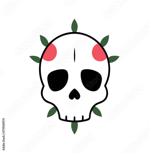 Skull with crown of thorns illustration