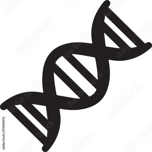 DNA helix structure double helix molecule black and white silhouette vector illustration