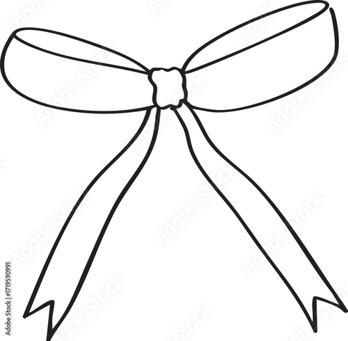 Cute Coquette Ribbon Outline. Hand Drawn Bow Clipart. Minimalist coquette ribbon clipart perfect for coloring pages, fashion design, stationery, scrapbooking, digital stickers, invitations