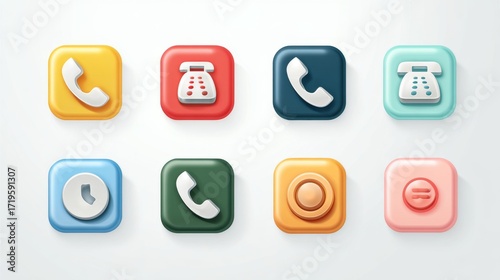 Set of phone and call icons, telephone symbols and communication vector graphics on white background