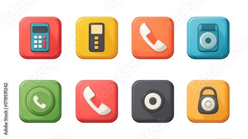 Set of phone and call icons, telephone symbols and communication vector graphics on white background