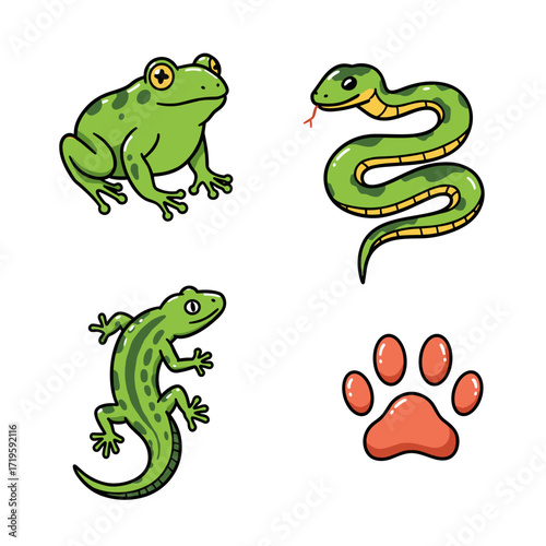 Collection of World Wildlife Day themed icons, including Frog, Snake, Lizard, Paw Print 