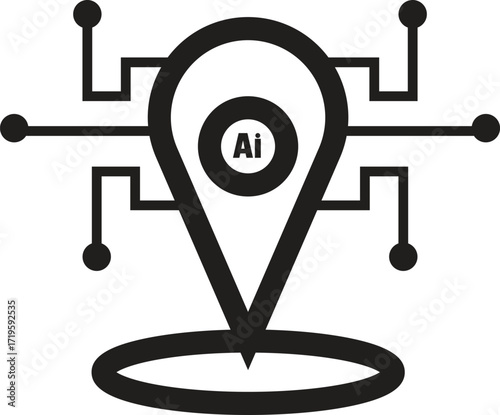 Ai chip geolocation symbol technology data science network location artificial intelligence