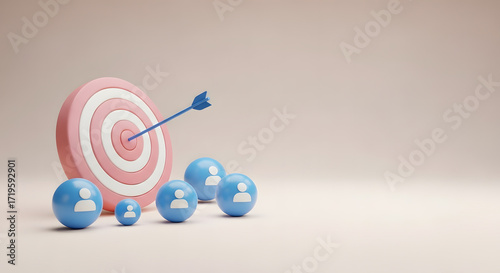 featuring a stylized target prominently placed in the mid-left of the frame