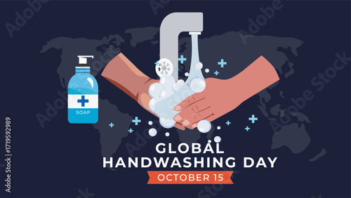 Global handwashing day flat illustration