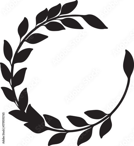 Black Laurel wreaths hand drawn silhouette vector, black and white silhouette vector illustration
