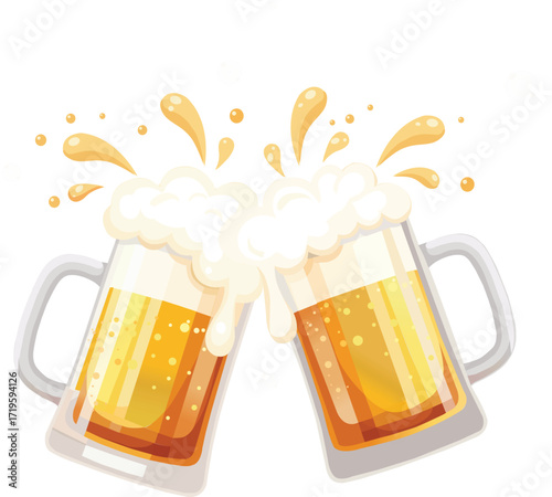 Illustration of Beer Mugs Toasting 