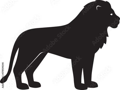 Black lion silhouette vector, black and white silhouette vector illustration