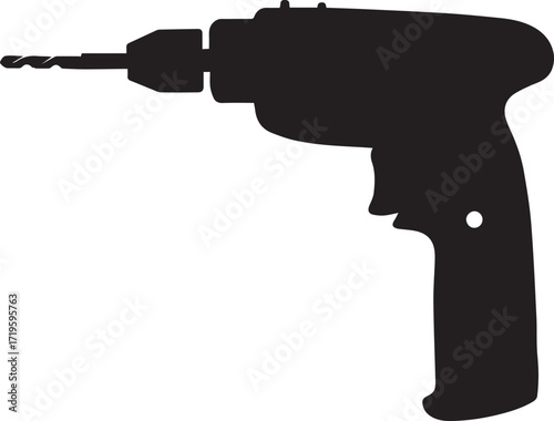 Black drill silhouette vector, black and white silhouette vector illustration