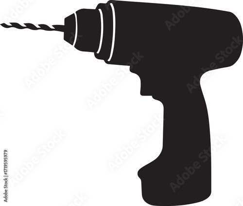 Black drill silhouette vector, black and white silhouette vector illustration