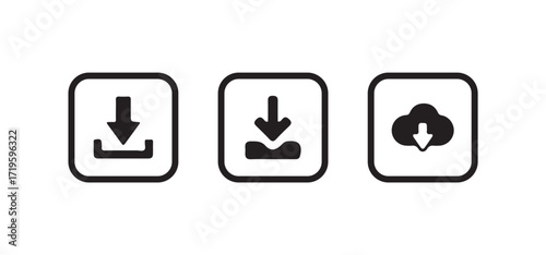 Download icon set, Download vector icon,  black download icon, Import and export file, download and transfer file icon, Vector lllustration EPS 10.