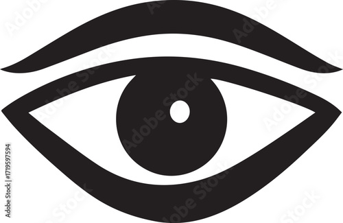 Black eye symbol silhouette vector, black and white silhouette vector illustration
