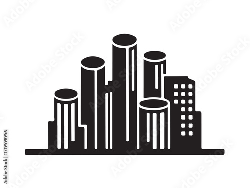   A creative, innovative skyline filled with tall, sharp, and imaginative building shape,  Bulding Silhouette Icon set Vector Collection, vector illustration eps 10.