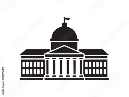 City Landmark Hall,  Distinct architecture for central plazas,  Bulding vector silhouette collection, vector illustration eps 10.