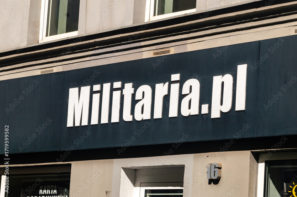Fototapeta premium Wroclaw, Poland - September 21, 2025: Logo and sign of Militaria.pl