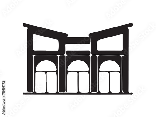Urban Shopping Arcade,  Contemporary look for retail spaces,  Bulding vector silhouette Single collection, Vector Illustration E0S 