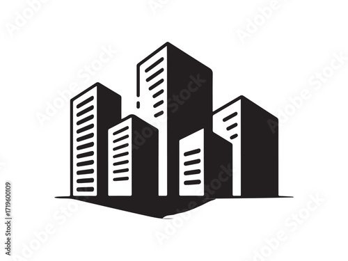 Metropolitan City Skyline Icon  
Downtown urban silhouette showing multiple high rise tower block, vector illustration eps 10.

