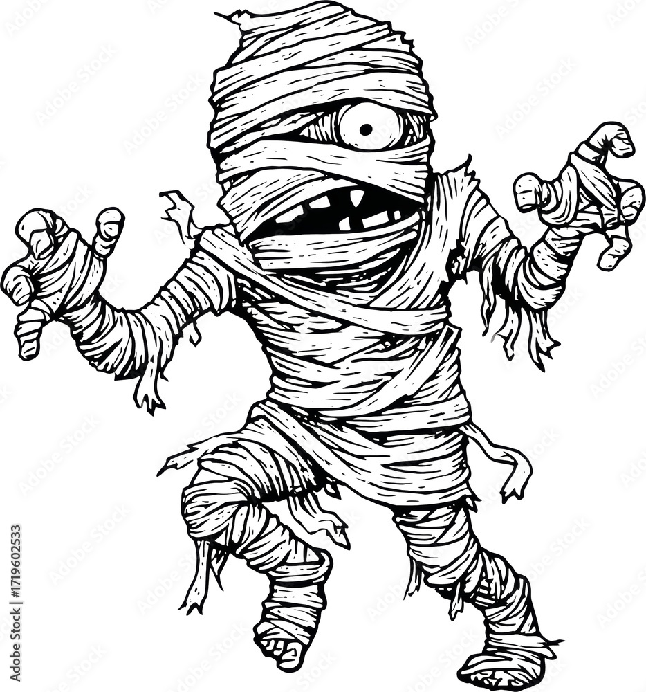 Fototapeta premium Eerie Mummy Silhouette, Wrapped in Mystery