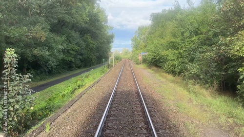 railway Train tracks traveling through the Hungarian countryside