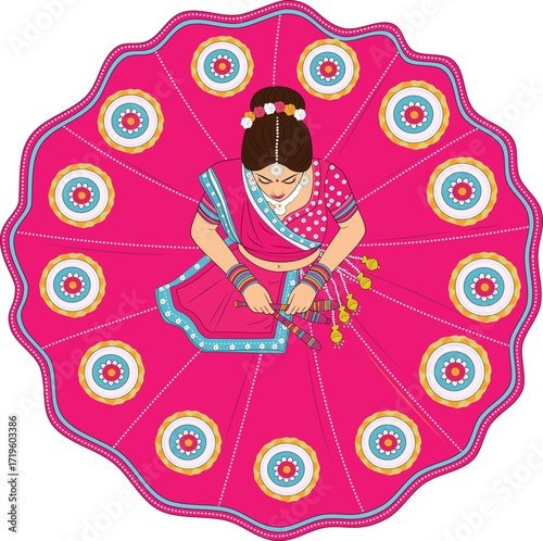 Top View of Indian Dancer in Pink Dress