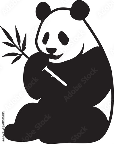 panda bear with a bamboo