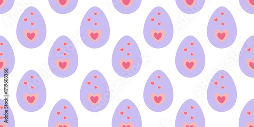 Decorative Easter Eggs with Hearts decor Seamless Pattern Banner Format Easter Festive Backdrop idea