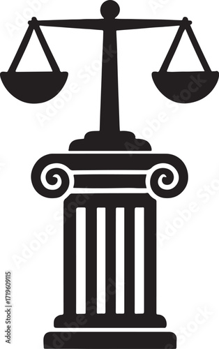 Silhouette of a law column with scale icon, perfect for justice, legal, and court designs.
