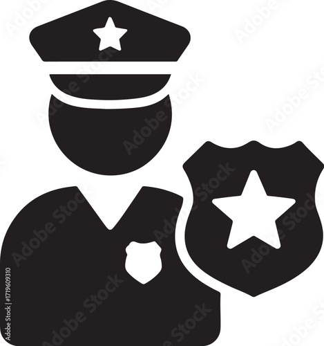 Silhouette of a law enforcement icon, perfect for police, security, justice, and legal concepts.