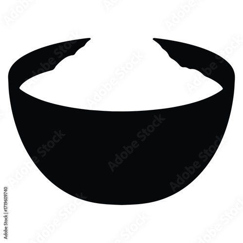 Black bowl silhouette simple vector illustration food ingredient preparation concept