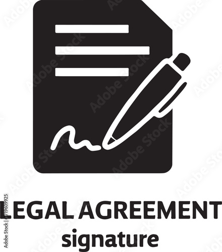 Silhouette of a legal agreement signature icon, perfect for contracts, law, and business use.