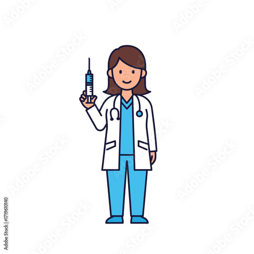 A medical professional, holding a syringe, symbolizing health, vaccination, and treatment