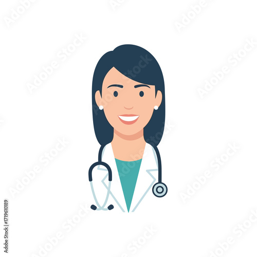 A friendly female doctor with a stethoscope around her neck, ready to provide care