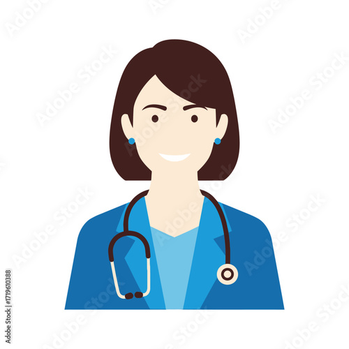A female doctor with a stethoscope around her neck, ready to provide care and assistance. A professional figure who symbolizes health and well-being