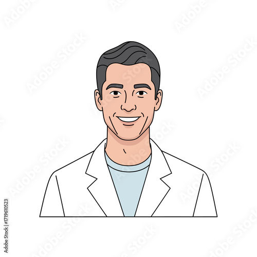 A smiling doctor in a lab coat
