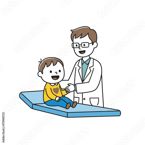 A doctor examining a child in a medical setting