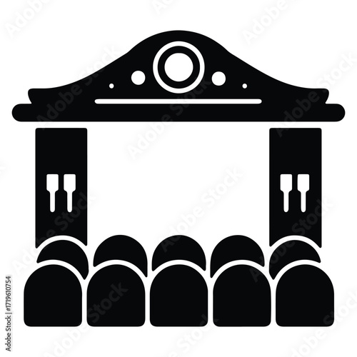 Cinema Hall Icon Symbolizing Entertainment and Audience Experience Vector Graphic