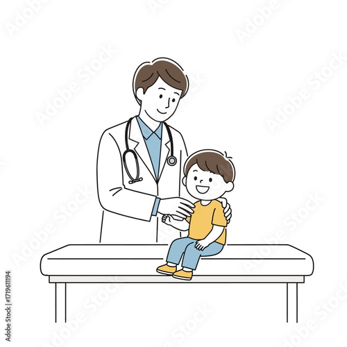 A caring doctor provides a medical examination to a child