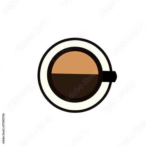 Latte Art black cup on the the top view 