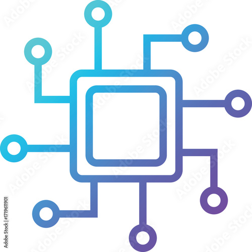 Modern ai chip technology concept microprocessor with connected circuitry and data flow