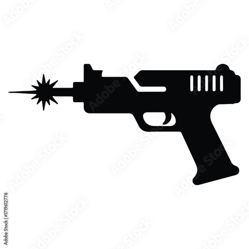 Futuristic Laser Gun Blaster Silhouette Vector Illustration for SciFi Theme