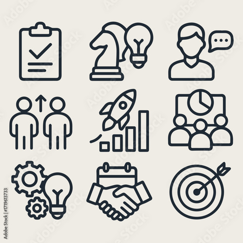 project kickoff icon set vector