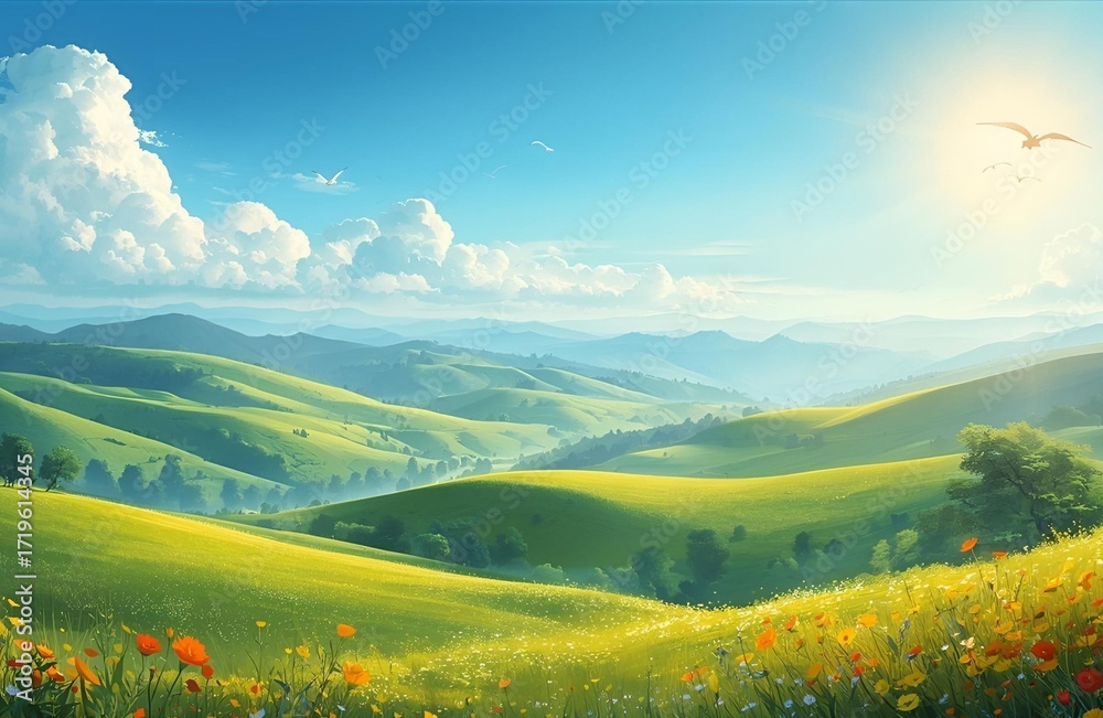 Obraz premium summer landscape with mountains