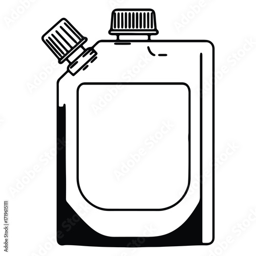 Outline Illustration of Spout Pouch Packaging Perfect for Mockups and Design